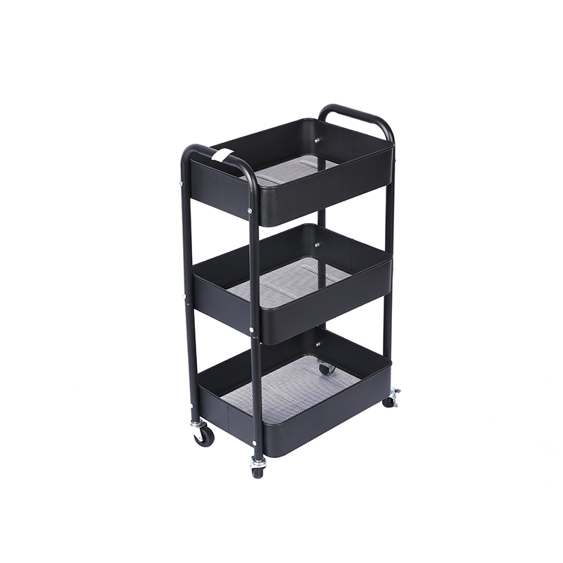 Wholesale storage side table nordic three-layer storage rack 360 degrees rotatable iron durable kitchen storage rolling trolley