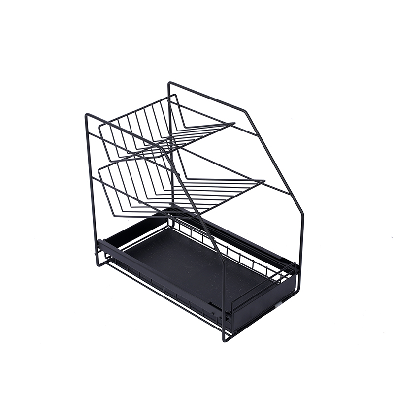 Retractable steel shelf 3-tier under sink cabinet sliding basket organizer rack for kitchen bathroom