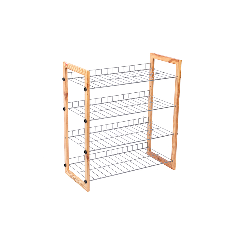 Best quality 4 tiers shoe rack solid wood frame metal rack organizer shoe racks online for entryways