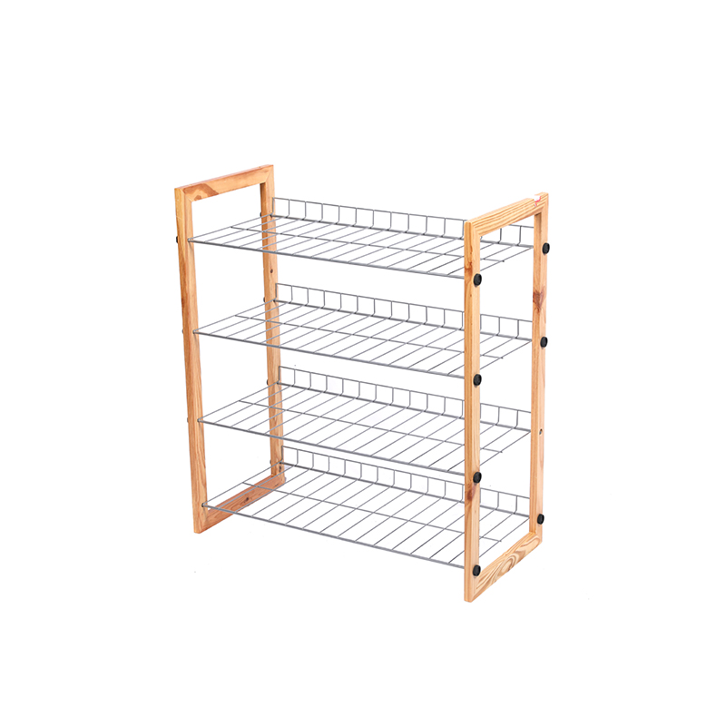 Best quality 4 tiers shoe rack solid wood frame metal rack organizer shoe racks online for entryways
