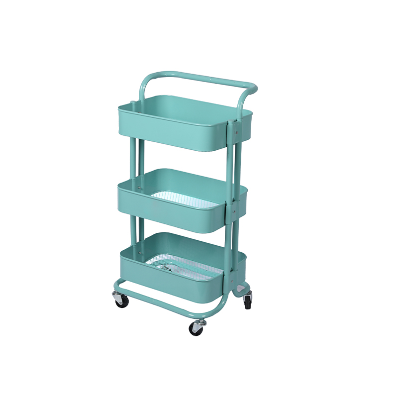 3-Tier mobile iron home organizer utility cart storage rack kitchen bathroom storage shelf with wheels